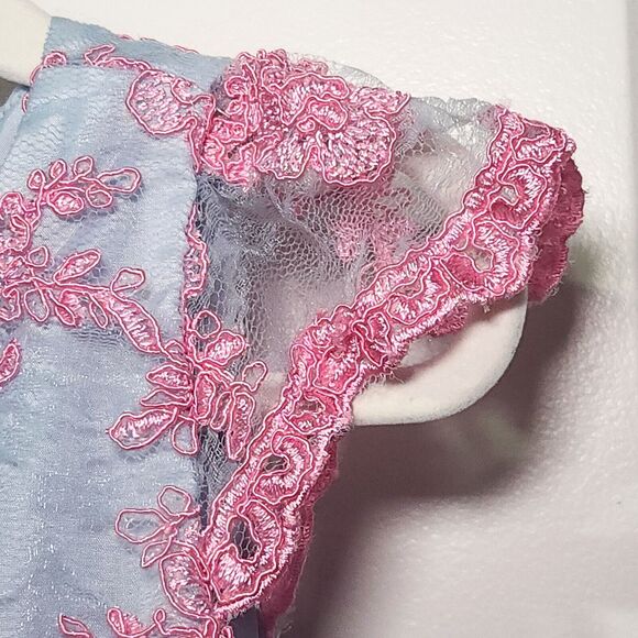 Embroidered Lace High/Low Romantic Tutu Couture Dress 3T Pink and Blue TC1960 - Picture 5 of 13